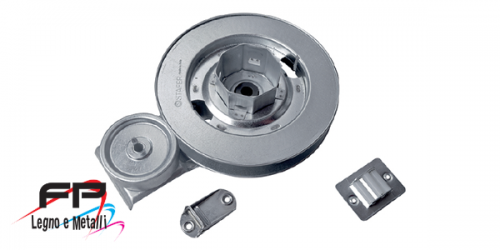 Avvolgitore a cassonetto completo di puleggia, guidacinghia e bloccacintino